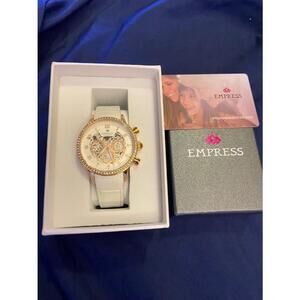 Empress Beatrice Watch With Day/Date in Rose Gold With Leather Embossed Strap